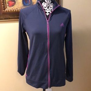 Adidas Climalite Classic stretch zipup side stripes long sleeved jacket